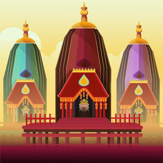 Free Vector detailed rath yatra celebration illustration