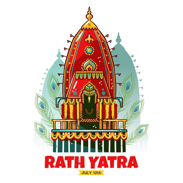 Detailed rath yatra illustration