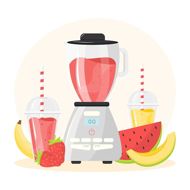 Free Vector detailed smoothies in blender glass illustration