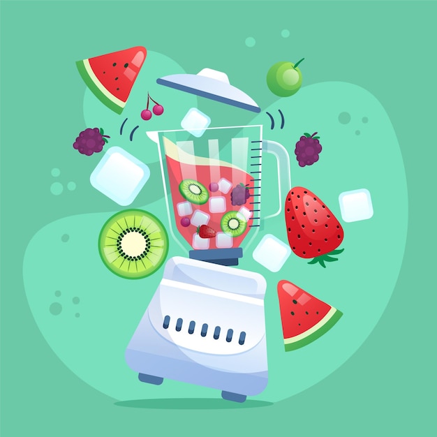 Free vector detailed smoothies in blender glass illustration