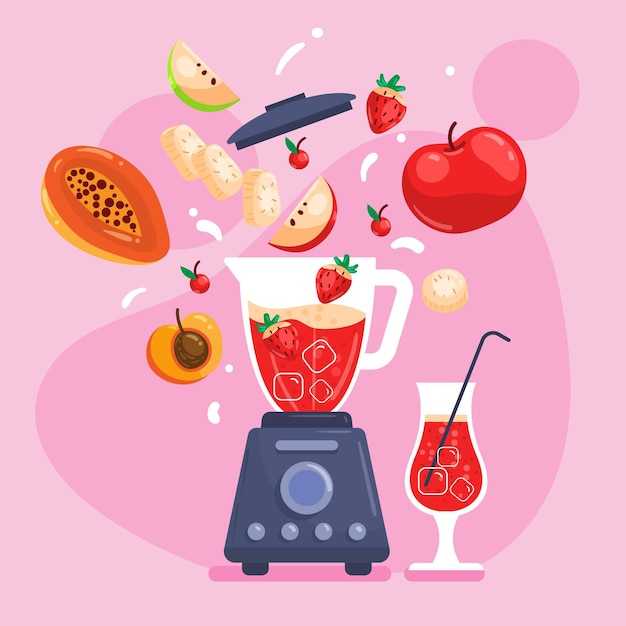 Free Vector detailed smoothies in blender glass illustration