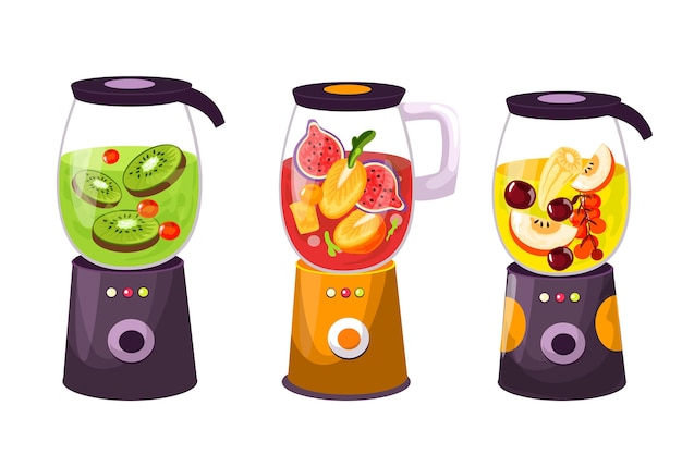 Detailed smoothies in blender glass set