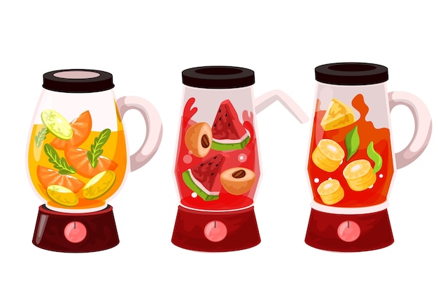 Free Vector detailed smoothies in blender glass set