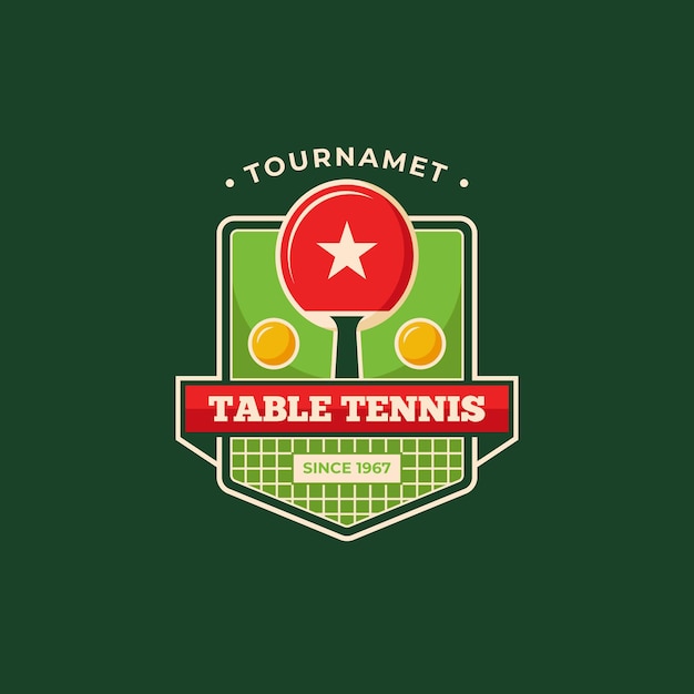 Detailed table tennis tournament logo template