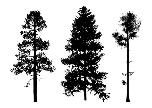 Free vector detailed tree silhouettes collection