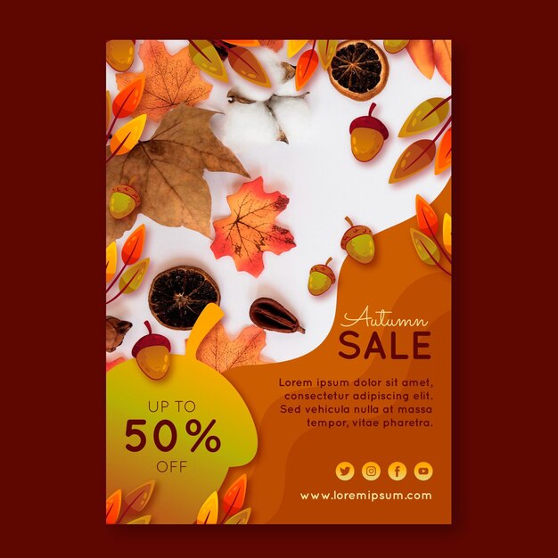 Detailed vertical autumn flyer template with photo