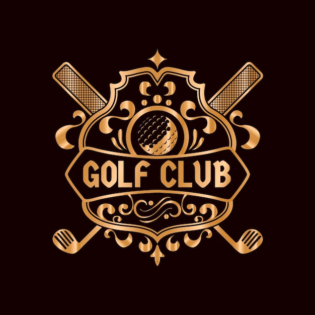 Detailed vintage golden golf logo