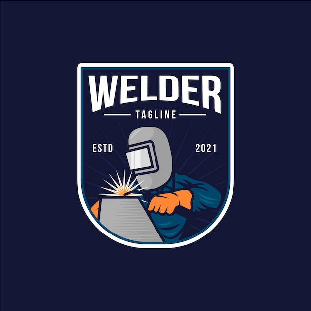 Free Vector detailed welder logo template