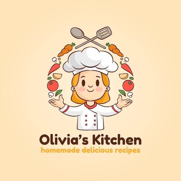 Detailed woman chef logo