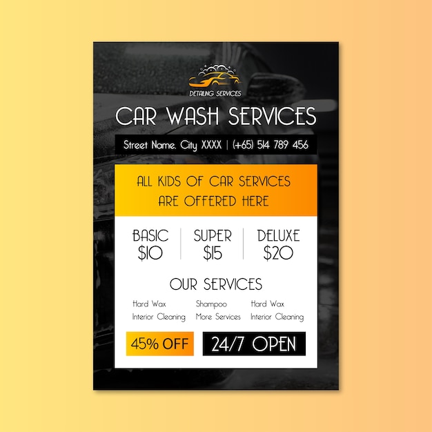 Detailing services car wash flyer