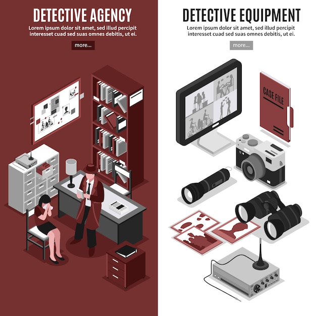 Free vector detective agency vertical banners