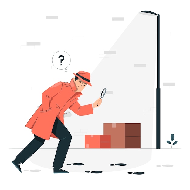 Free vector detective following footprints concept illustration