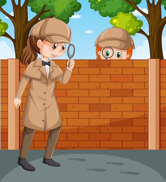 Free Vector detective wearing brown overcoat