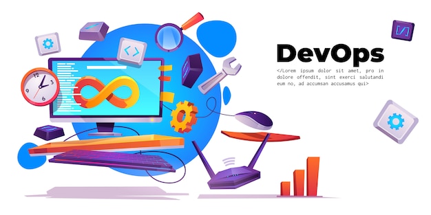 Development operations banner, DevOps concept