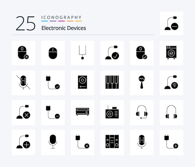 Free Vector devices 25 solid glyph icon pack including machine devices computers big hardware