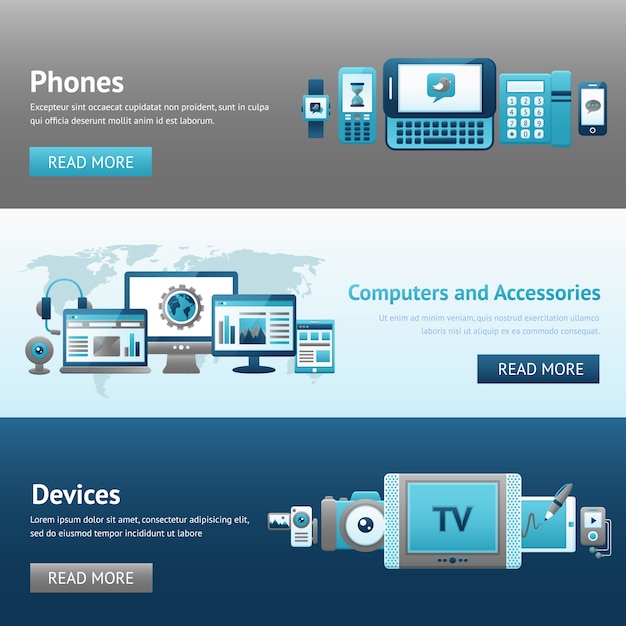 Free Vector devices design banner set