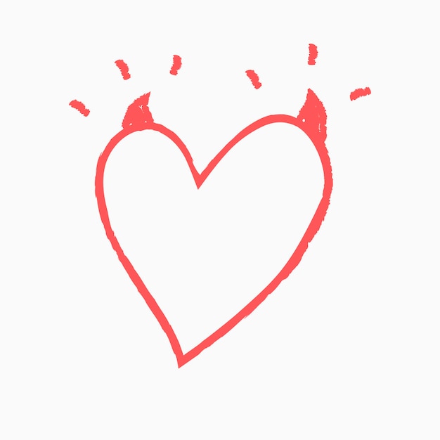 Free Vector devil heart element vector in doodle style