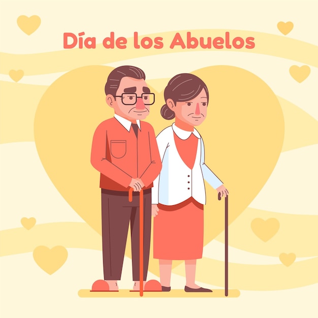 Dia de los abuelos celebration illustration