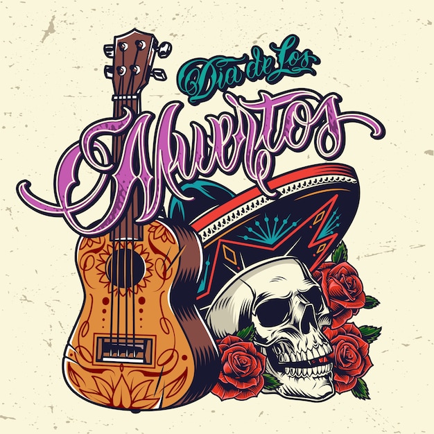 Free Vector dia de los muertos vintage concept