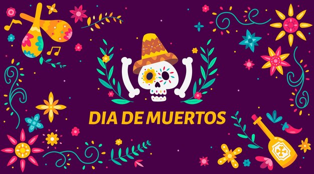 Dia de muertos background in flat design