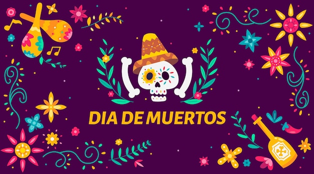 Dia de muertos background in flat design