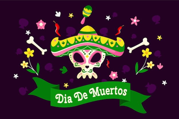 Dia de muertos background in flat design