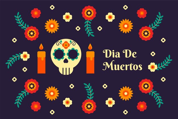 Dia de muertos background in flat design