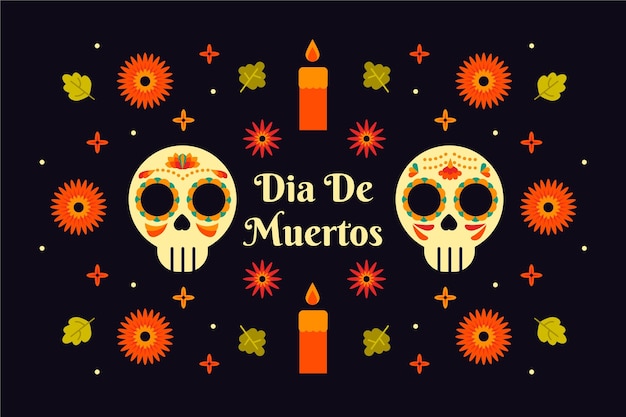 Free Vector dia de muertos background in flat design