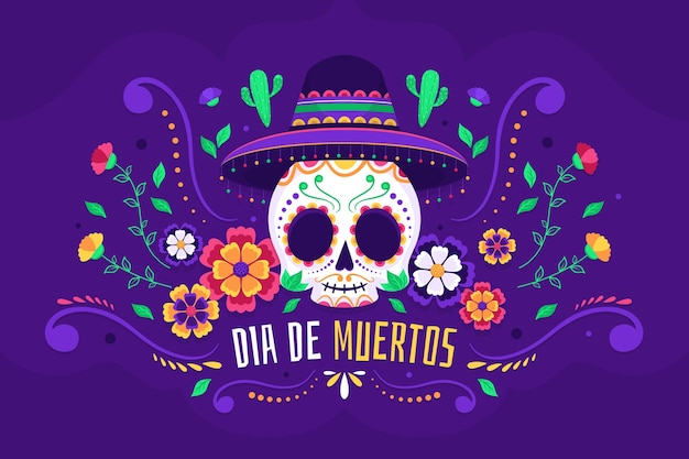 Dia de muertos background in flat design