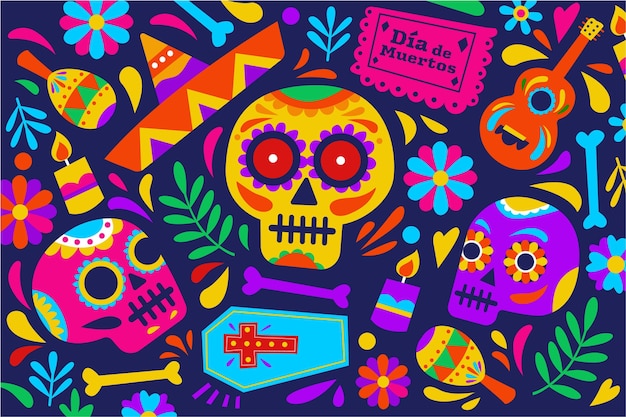 Dia de muertos background in flat design