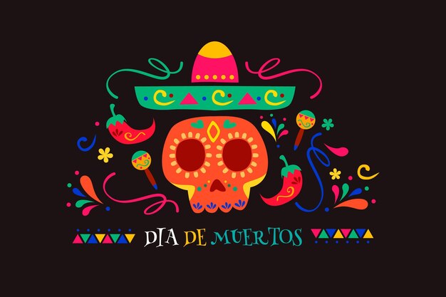 Dia de muertos background in flat design