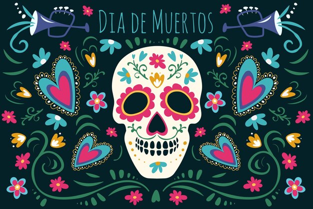 Dia de muertos background in flat design