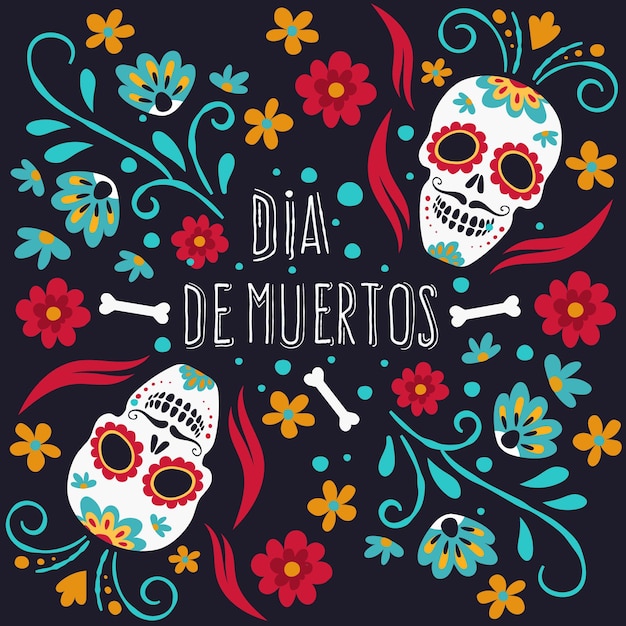 Dia de muertos background in flat design