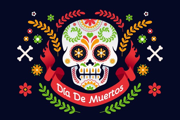 Día de muertos background in flat design