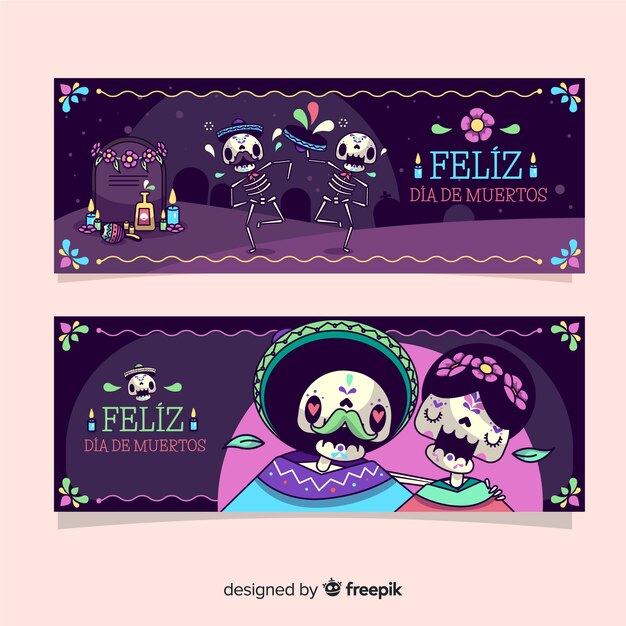 Día de muertos banners design