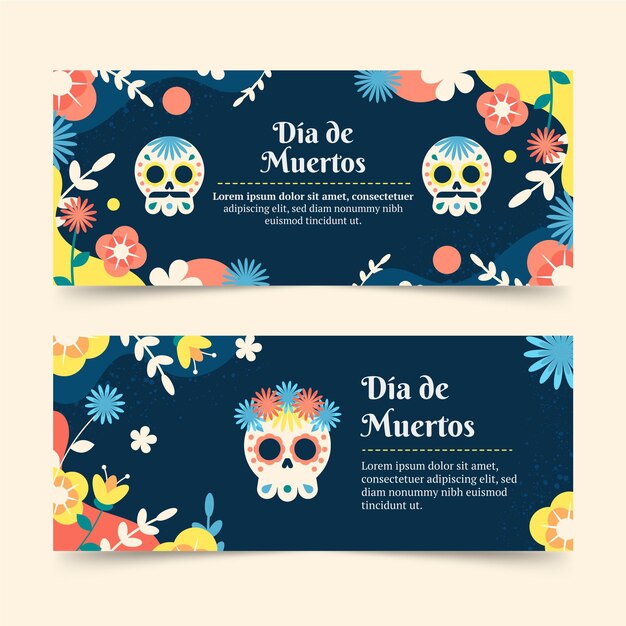 Dia de muertos banners set