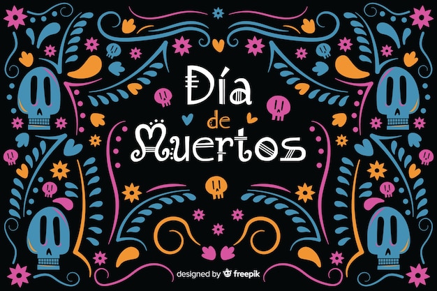 Dia de muertos concept with flat design background