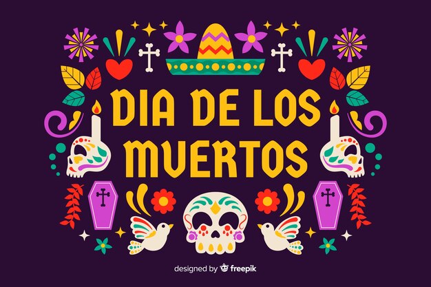 Dia de muertos concept with flat design background