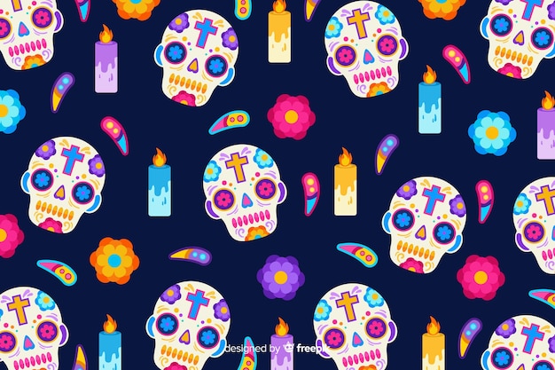 Free Vector día de muertos concept with flat design background