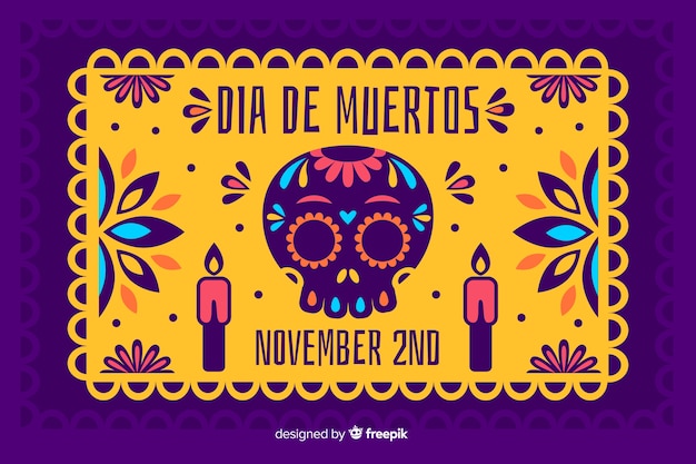 Día de muertos concept with flat design background