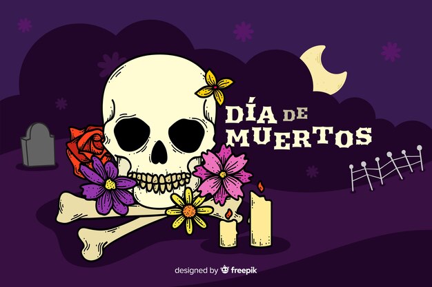 Día de muertos concept with hand drawn background