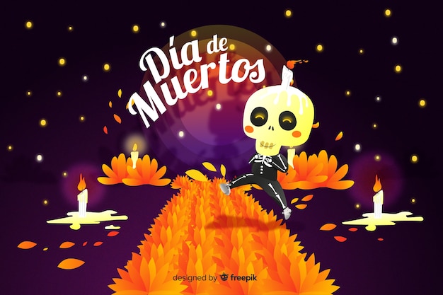 Día de muertos concept with hand drawn background