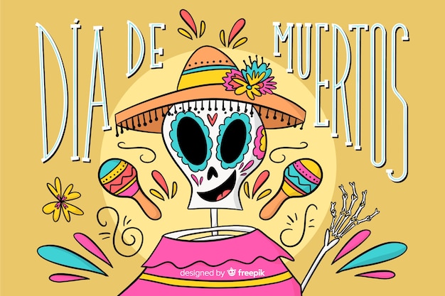 Dia de muertos hand drawn background