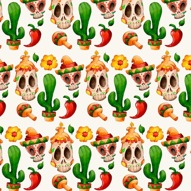 Día de muertos hand drawn pattern