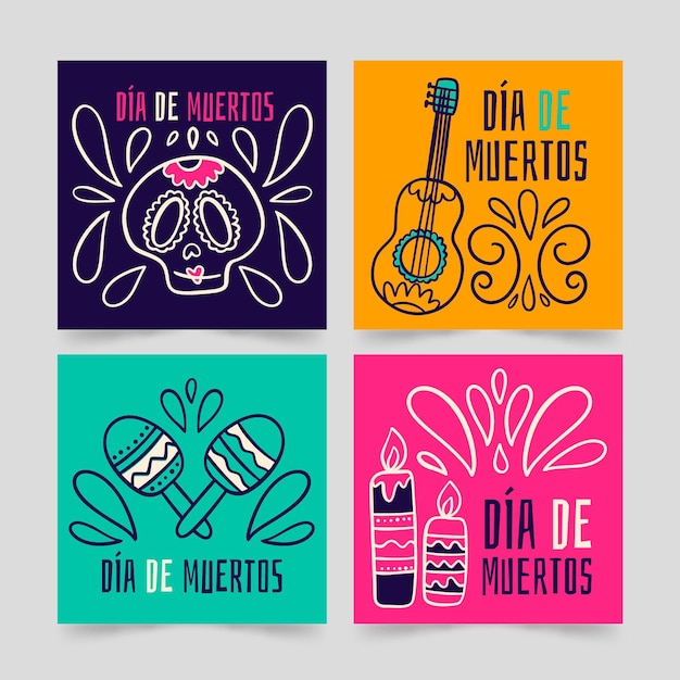 Free Vector dia de muertos instagram post collection