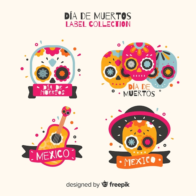 Día de muertos label collection