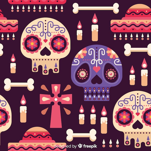 Dia de muertos pattern on flat design