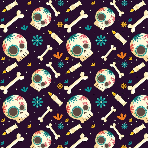 Dia de muertos pattern in flat design