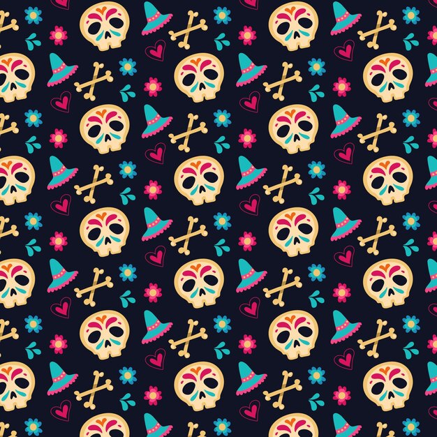 Dia de muertos pattern in flat design