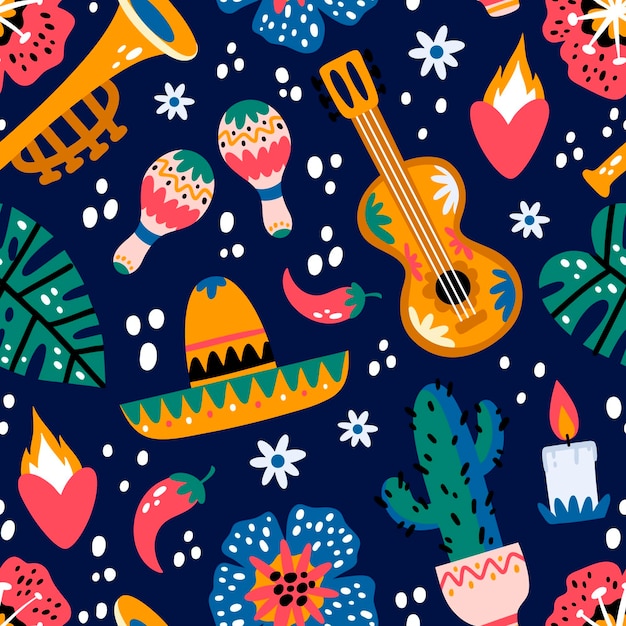 Free Vector dia de muertos pattern in flat design